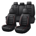 Waterproof Nappa Leather Full Coverage Car Seat Covers Full Set Black Red E49071