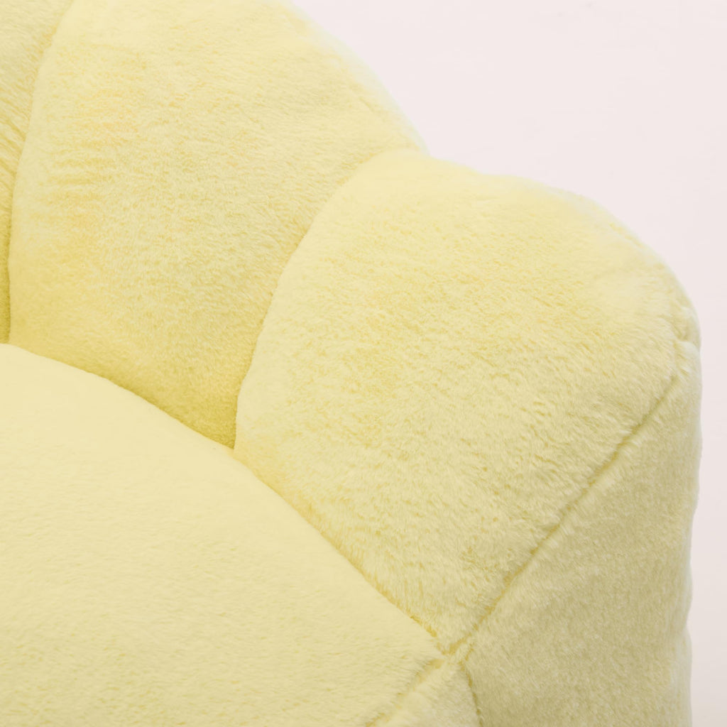Large Yellow Faux Fur Bean Bag Chair J250381