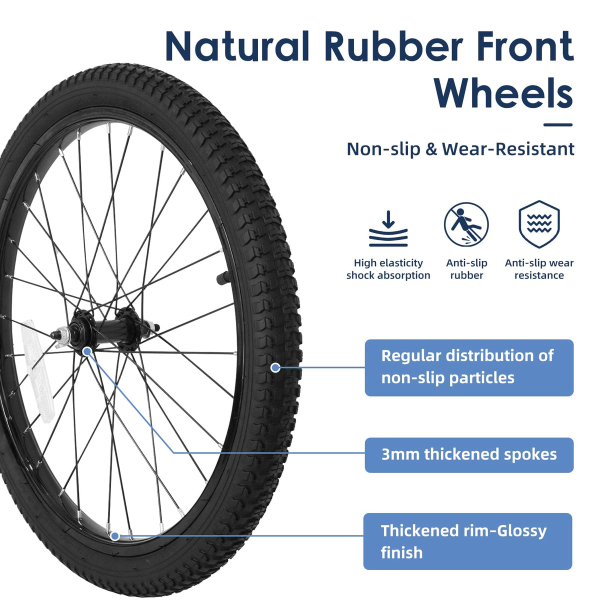 Kids Bike Front Wheels Replacement with Solid Air Rubber Tire and Inner Tube P851308