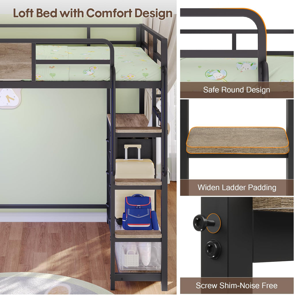 Twin Loft Bed with Storage and 6 Drawers K488813