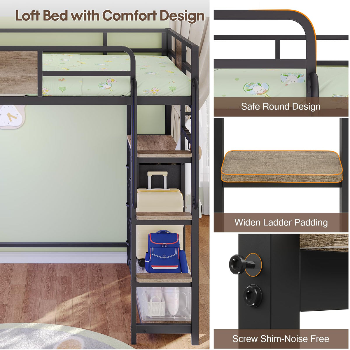 Twin Loft Bed with Storage and 6 Drawers K488813