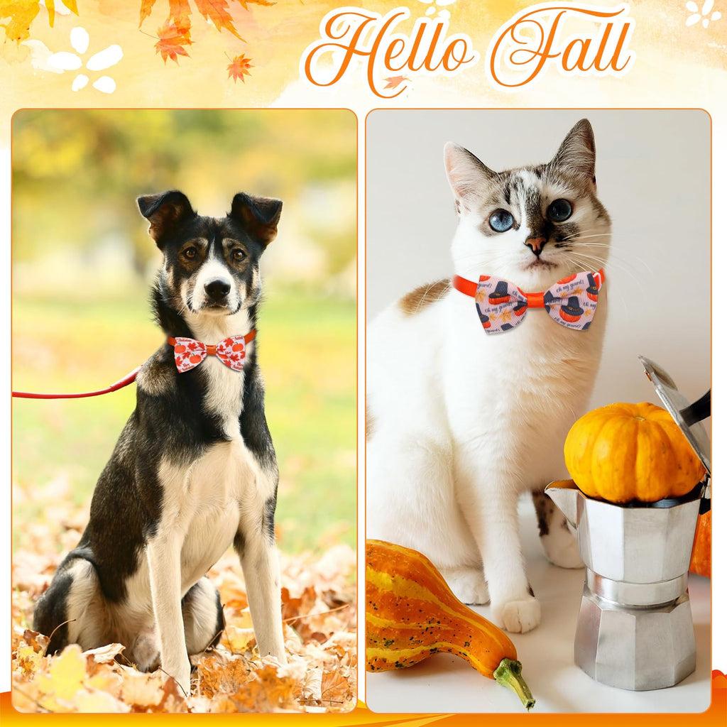 100 Pcs Fall Dog Bow Adjustable Pet Bowtie Collar H6400