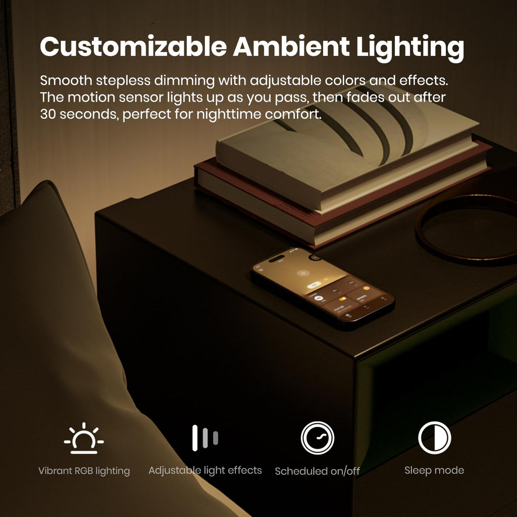 Bluetooth Wireless Charging Speaker Nightstand with 2 Drawers O60046