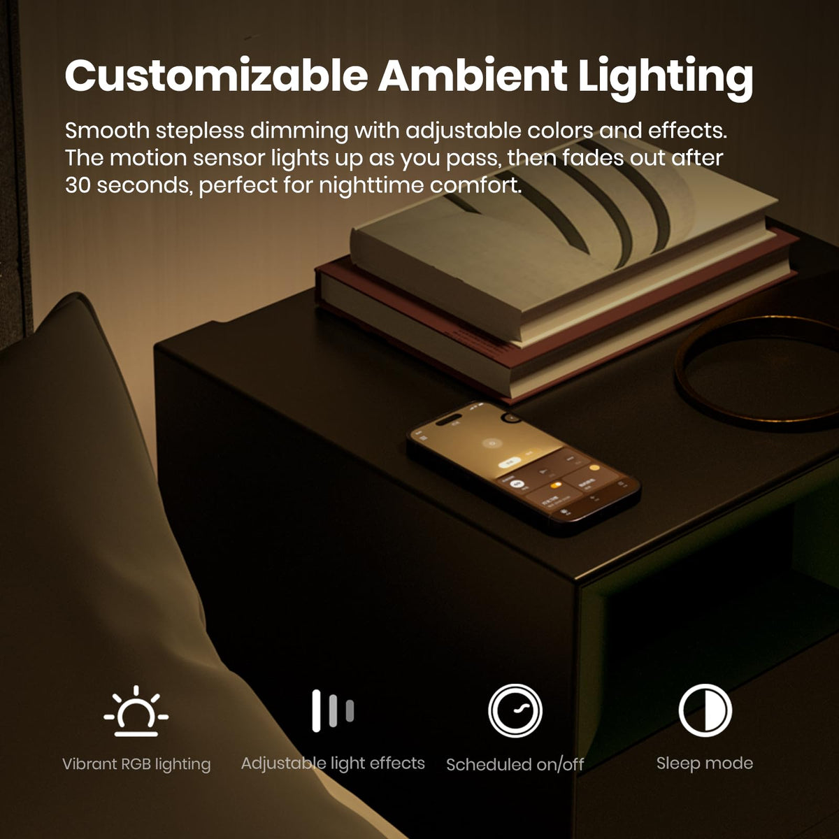 Bluetooth Wireless Charging Speaker Nightstand with 2 Drawers O60046