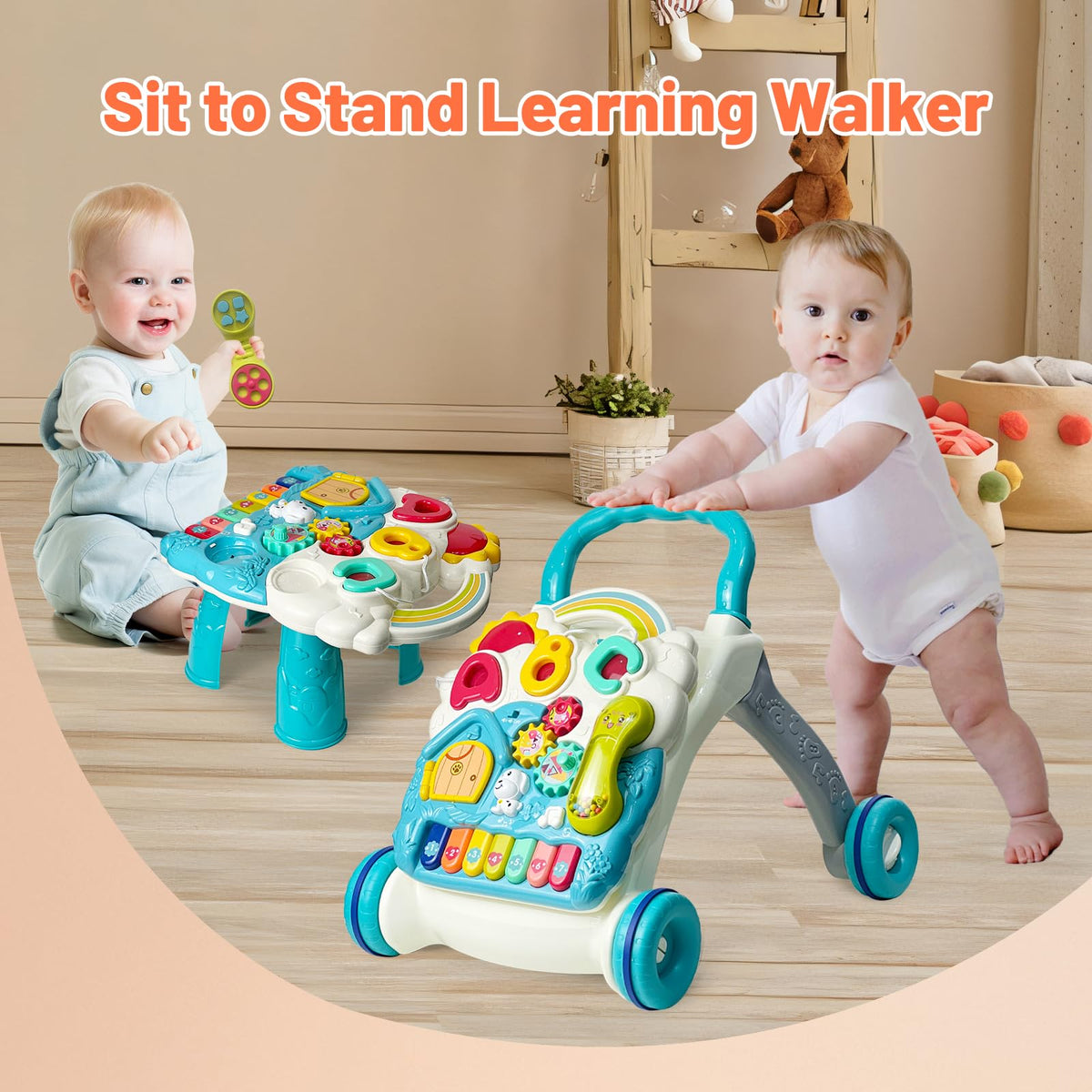 Blue Baby Walker Activity Center with Music and Light V497