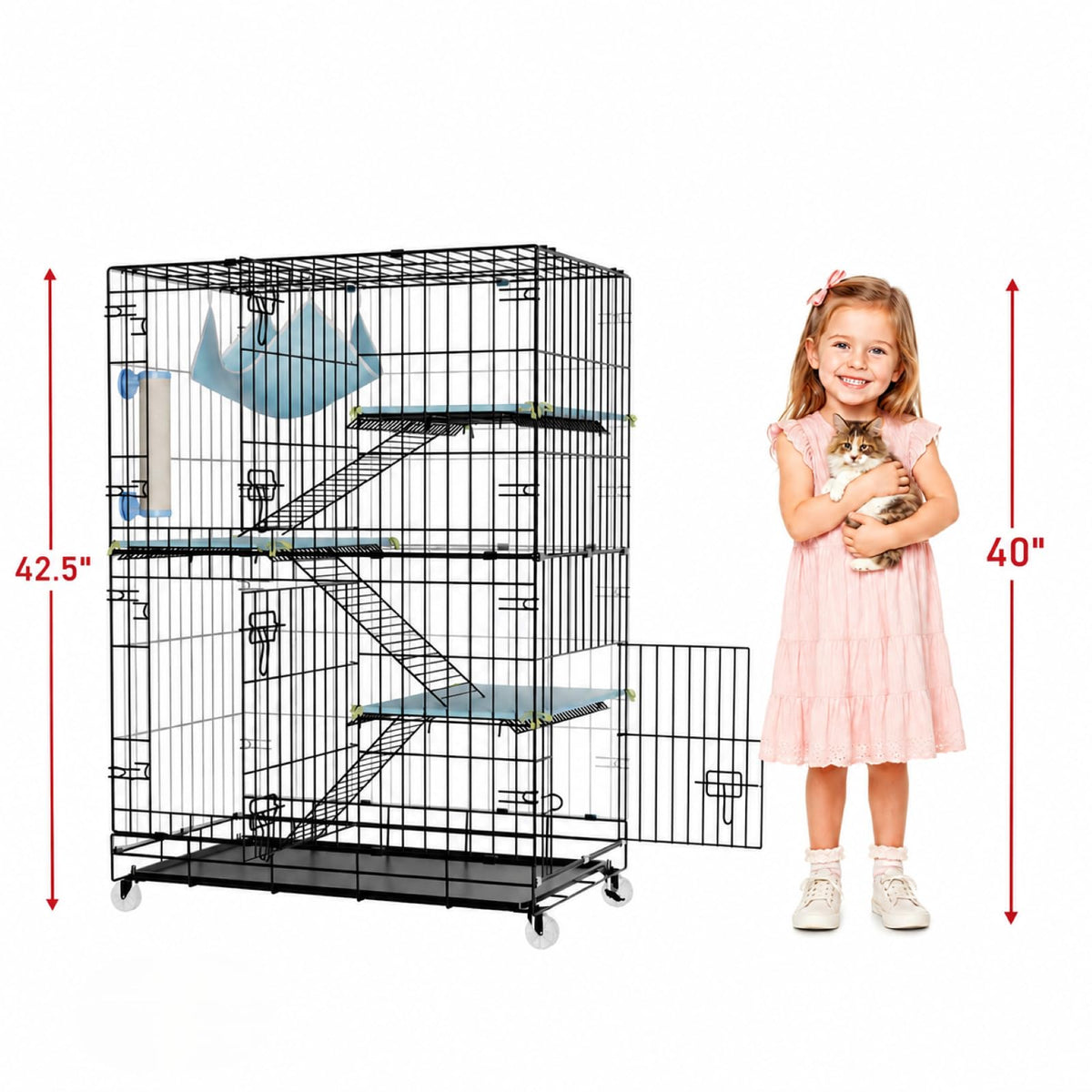 4-Tier Cat Cage with Cushions Hammock Scratching Post E563418