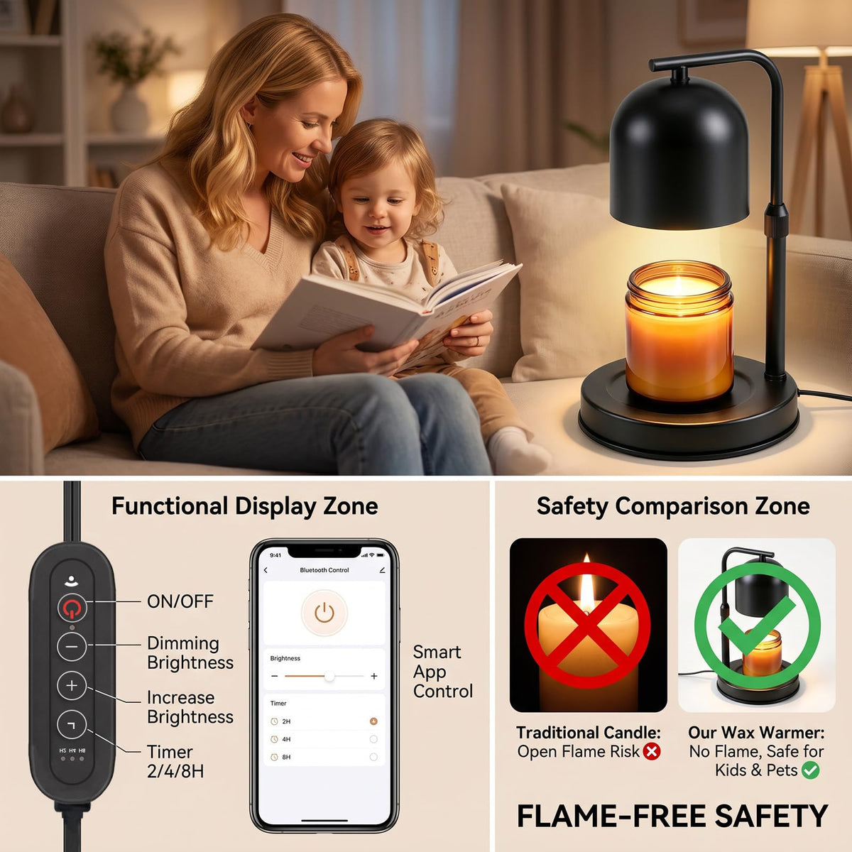 Adjustable Height App Controlled Candle Warmer Lamp with Timer M36588