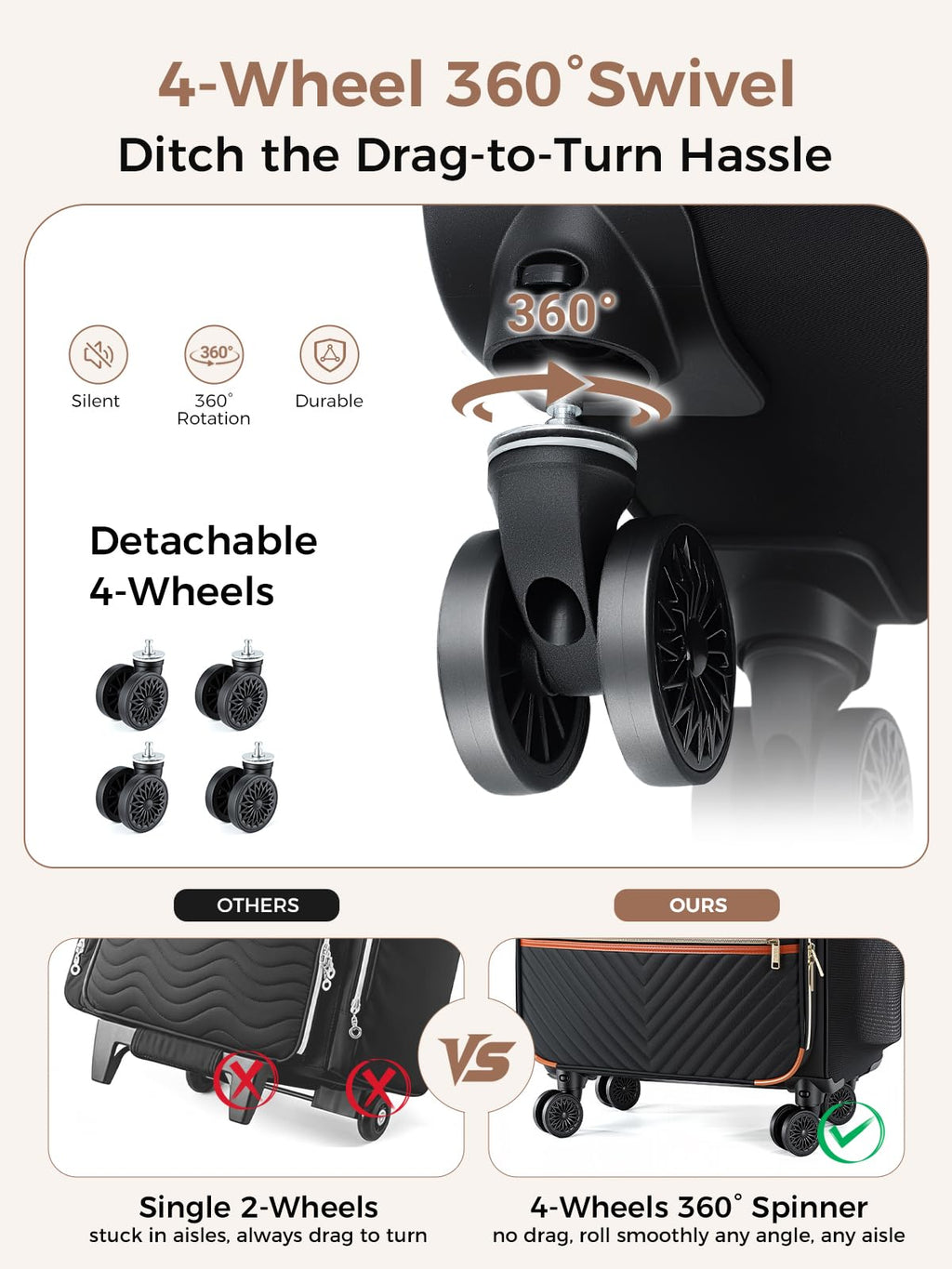 Rolling Teacher Bag with 4-Wheels 360° Spinner E2726