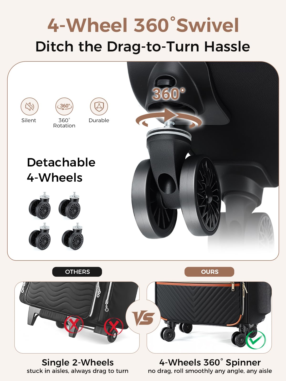 Rolling Teacher Bag with 4-Wheels 360° Spinner E2726