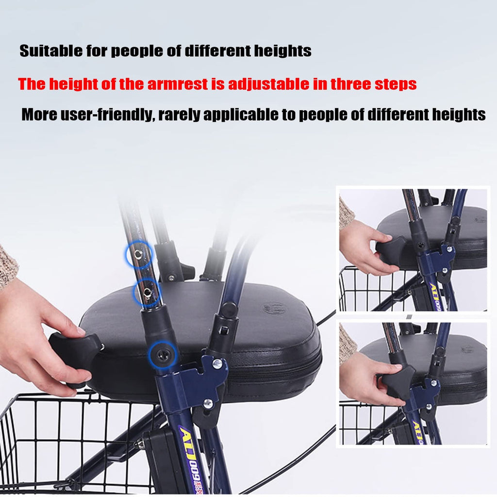 Upright Folding Rollator Walker with Seat P391