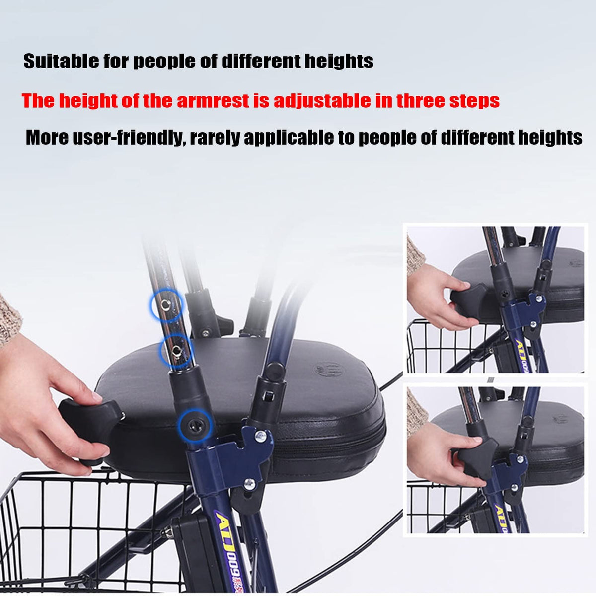 Upright Folding Rollator Walker with Seat P391