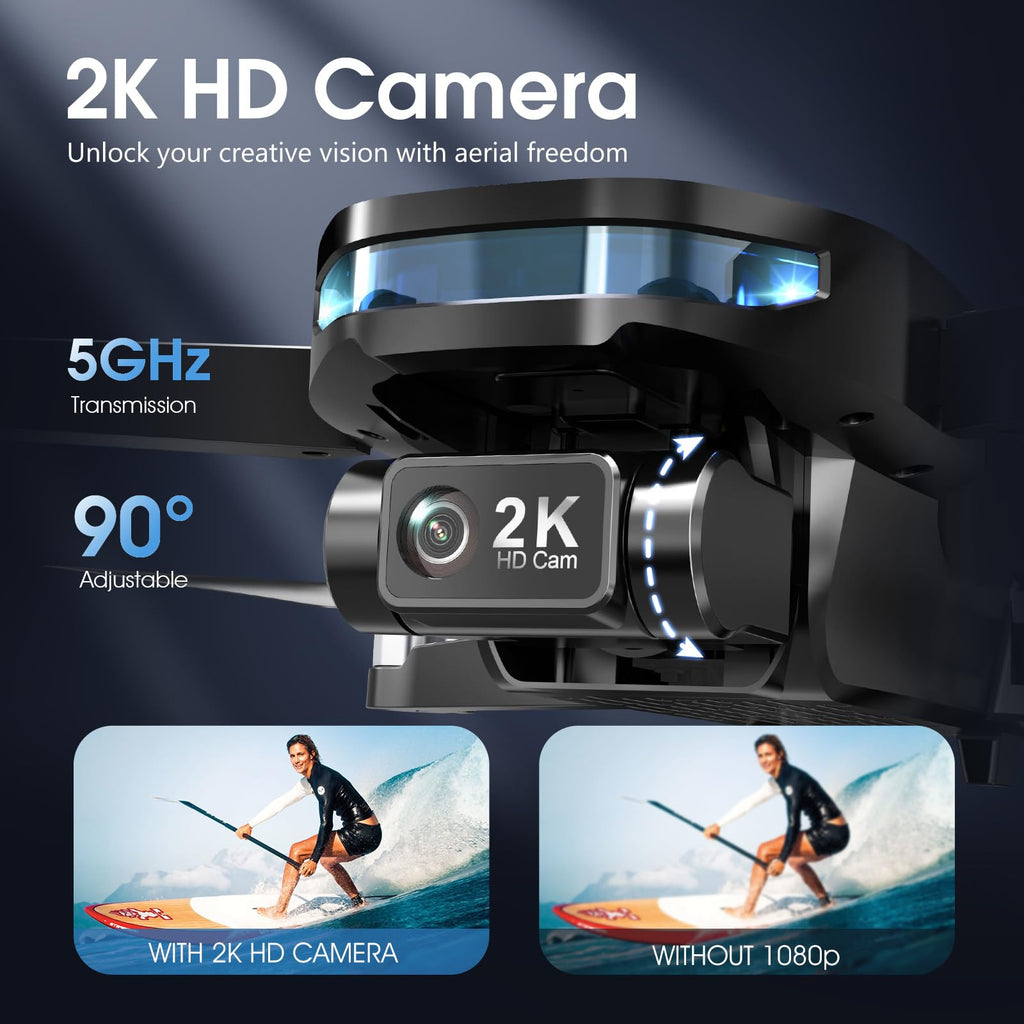 GPS Drone with EIS 2K Camera, 7.22 inch Screen, 64 Mins Flight, Foldable RC Drone C10683
