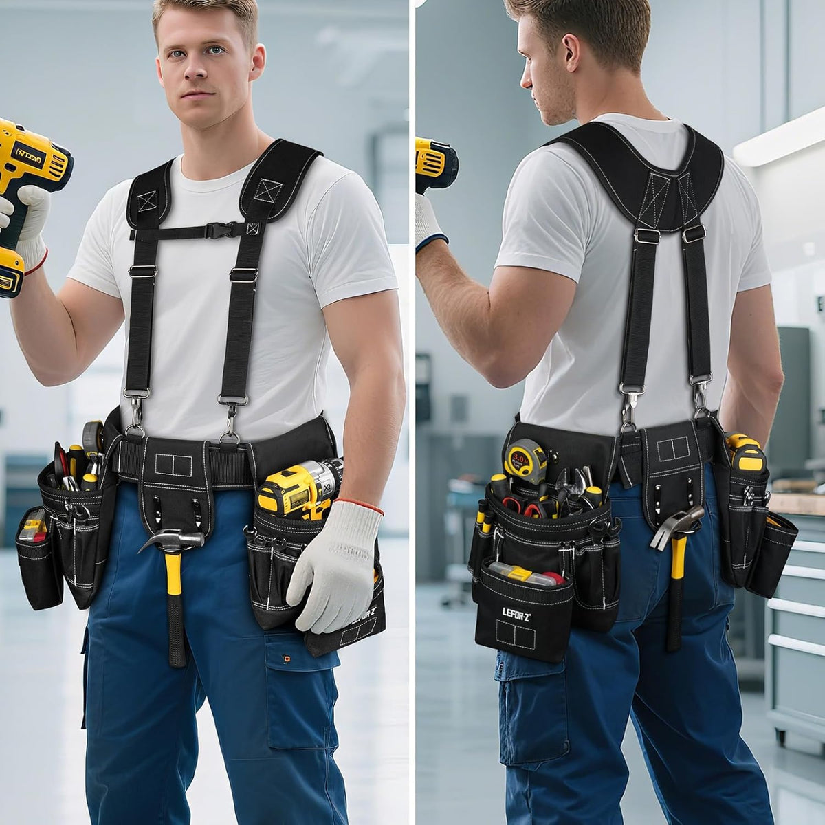 27-Pockets Heavy Duty Tool Belt with Suspenders M989295