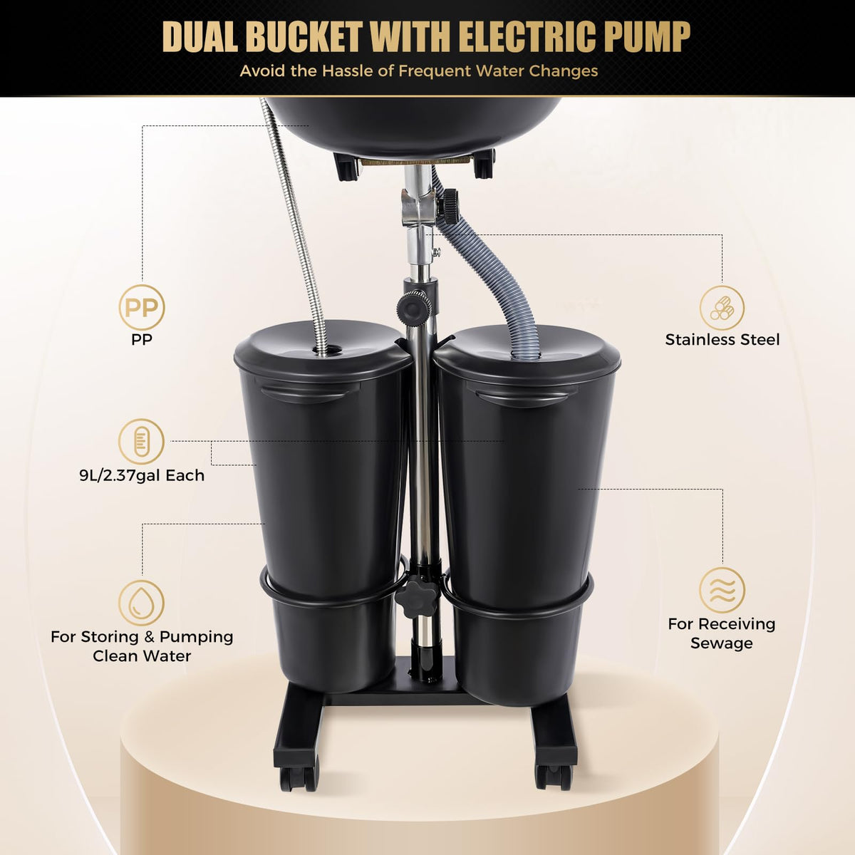 Portable Shampoo Bowl with Electric Pump J686317