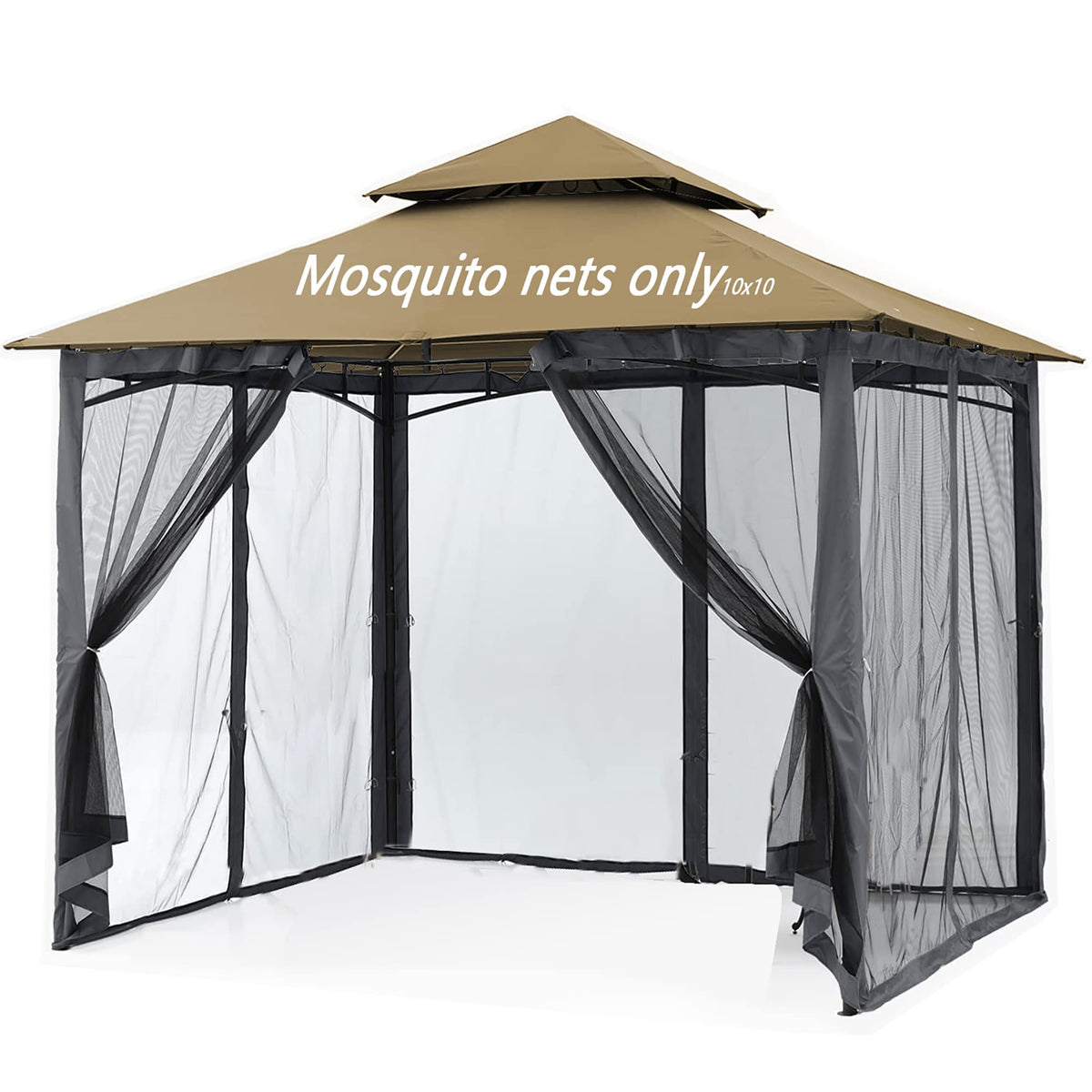 Black 10x10FT 4-Door Zipper Mosquito Netting N85840