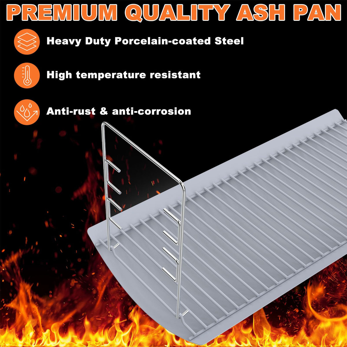 27 Inch Ash Pan Replacement with 2pcs Fire Grate Hangers U520