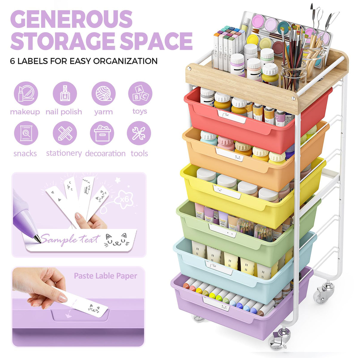 Utility Storage Cart with Drawer D521