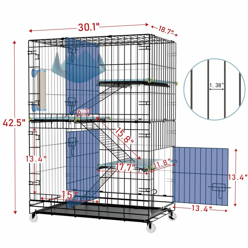 4-Tier Cat Cage with Cushions Hammock Scratching Post E563418