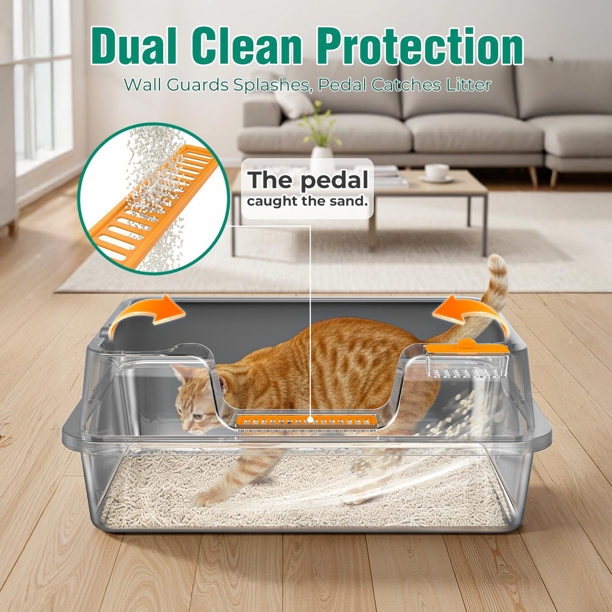 Extra Large Stainless Steel Litter Box with High Sides Y230639