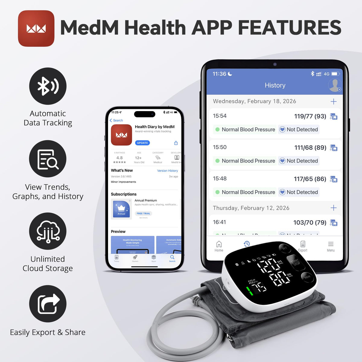 Blood Pressure Monitor Bluetooth Upper Arm F555417