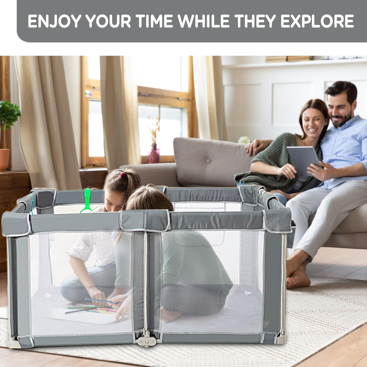 Foldable Baby Playpen with Mat F31797