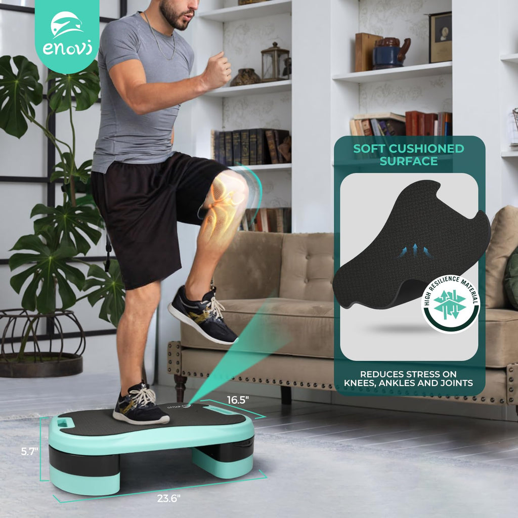Exercise Step Platform with Cushion and 2 Adjustable Height Risers P930
