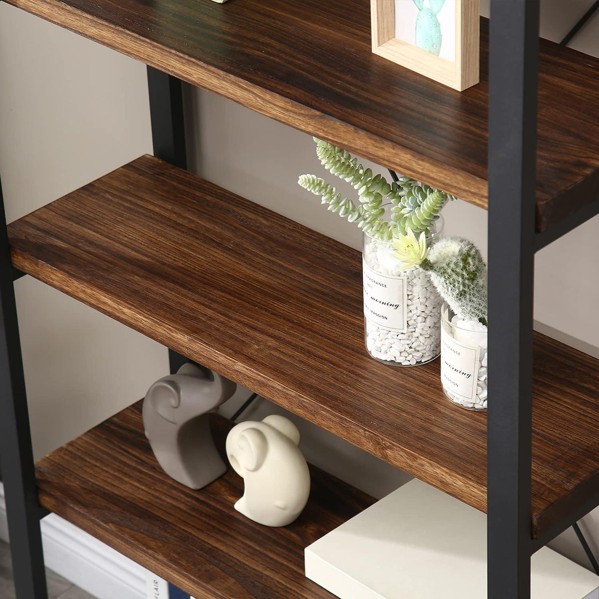 5 Tier Solid Wood Metal Bookcase M211