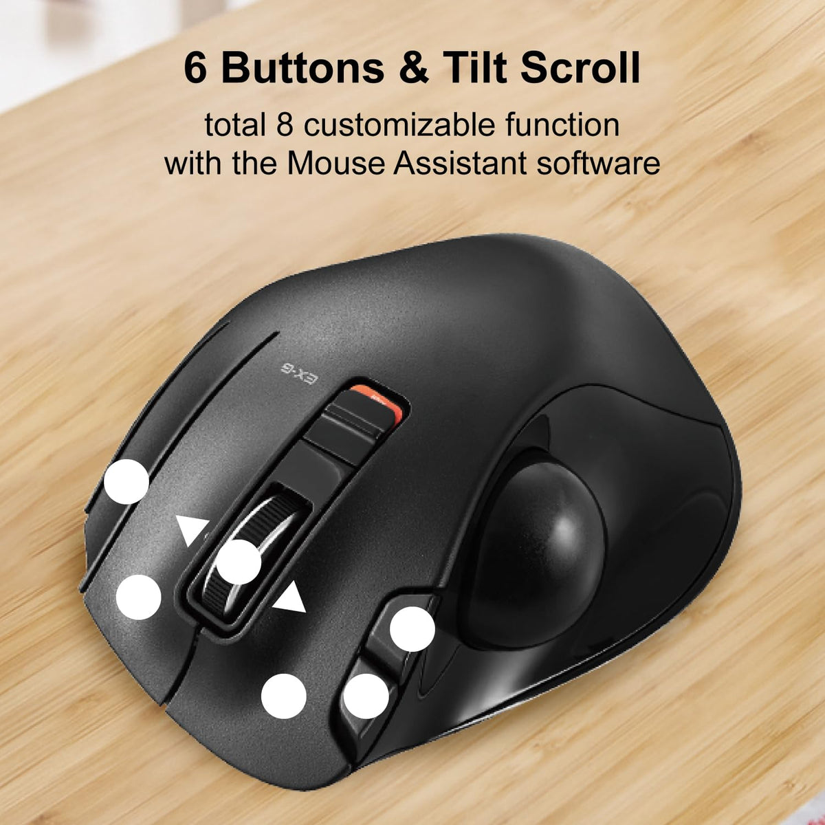 2.4GHz USB Wireless Ergonomic Trackball Mouse J606208