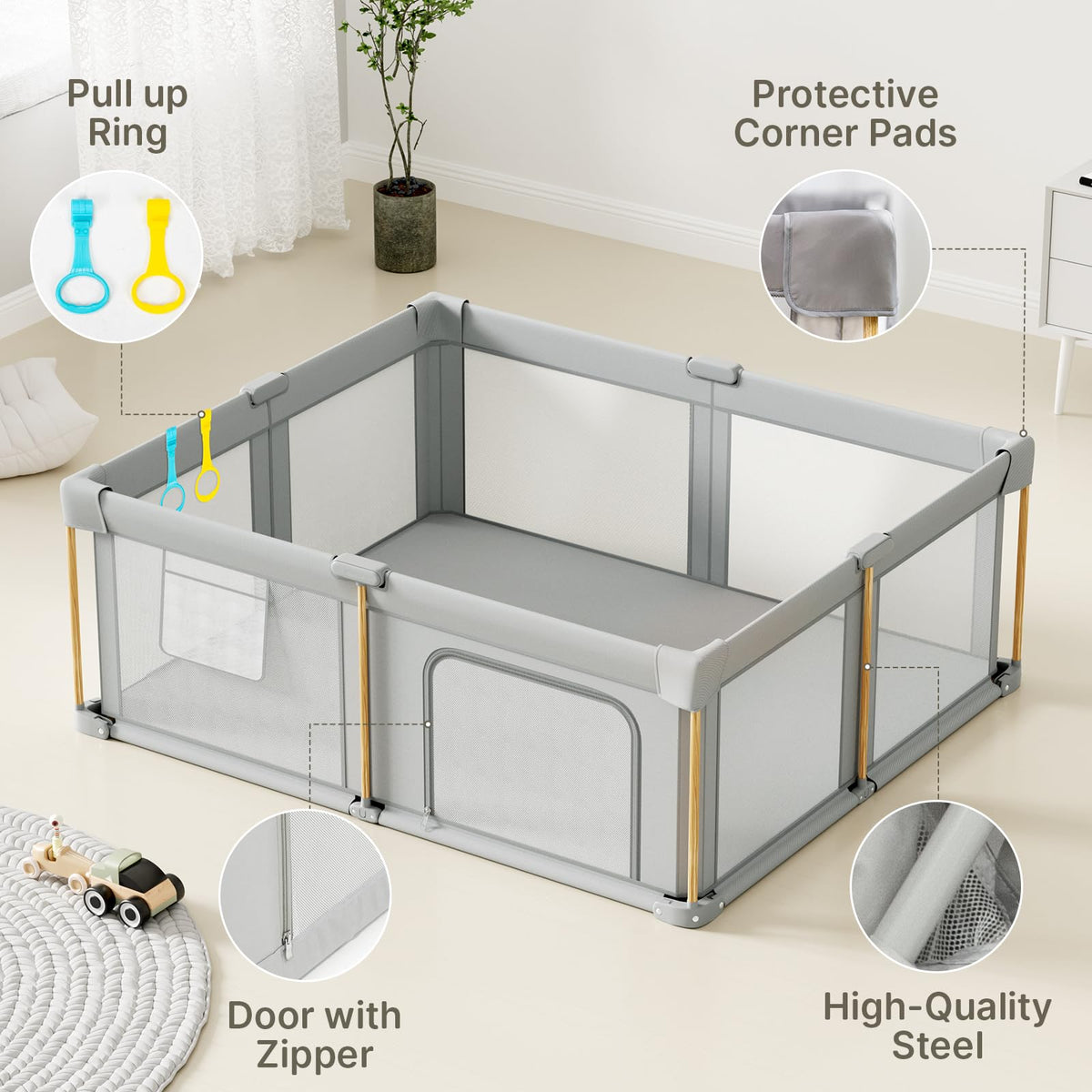 Foldable Baby Playpen with Mat E341155