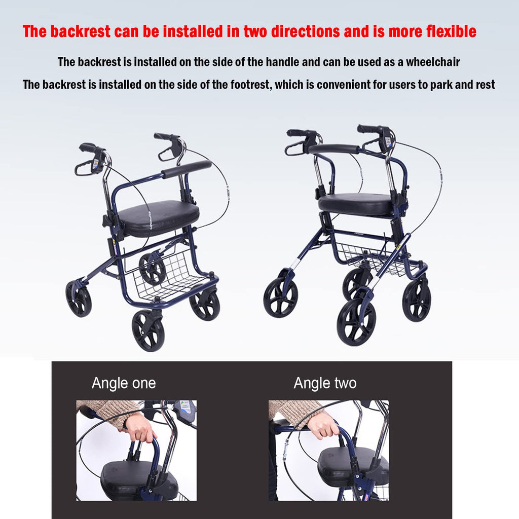 Upright Folding Rollator Walker with Seat P391
