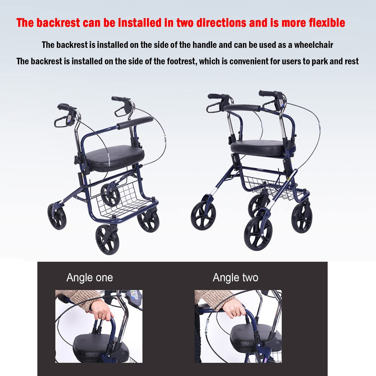 Upright Folding Rollator Walker with Seat P391