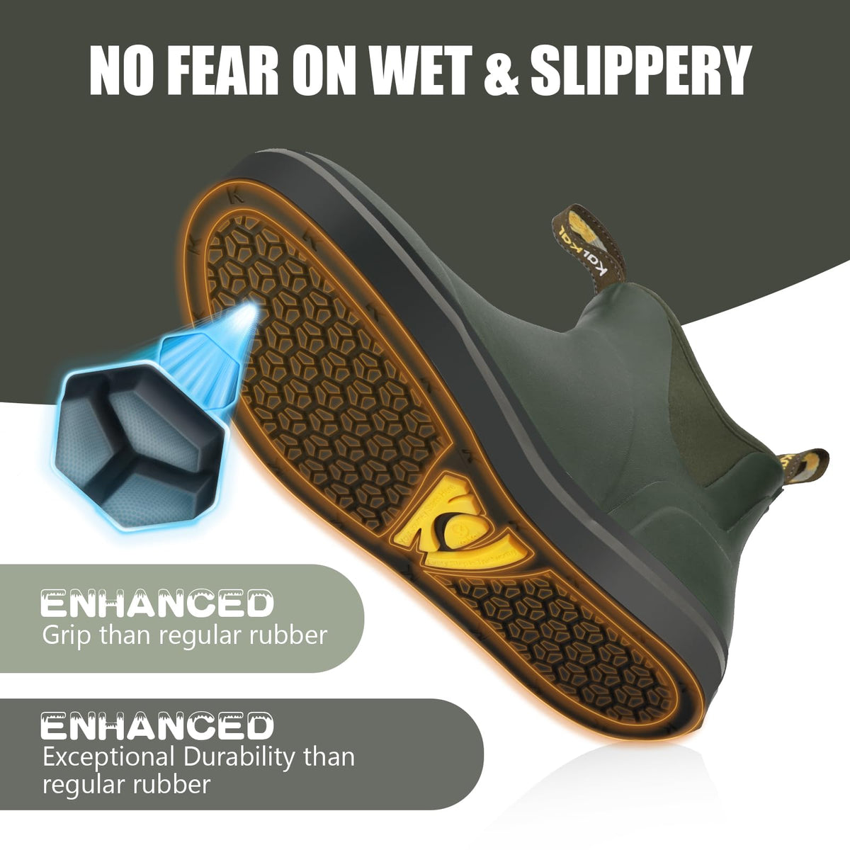 Waterproof Rubber Ankle Deck Boots with Memory Foam F87484