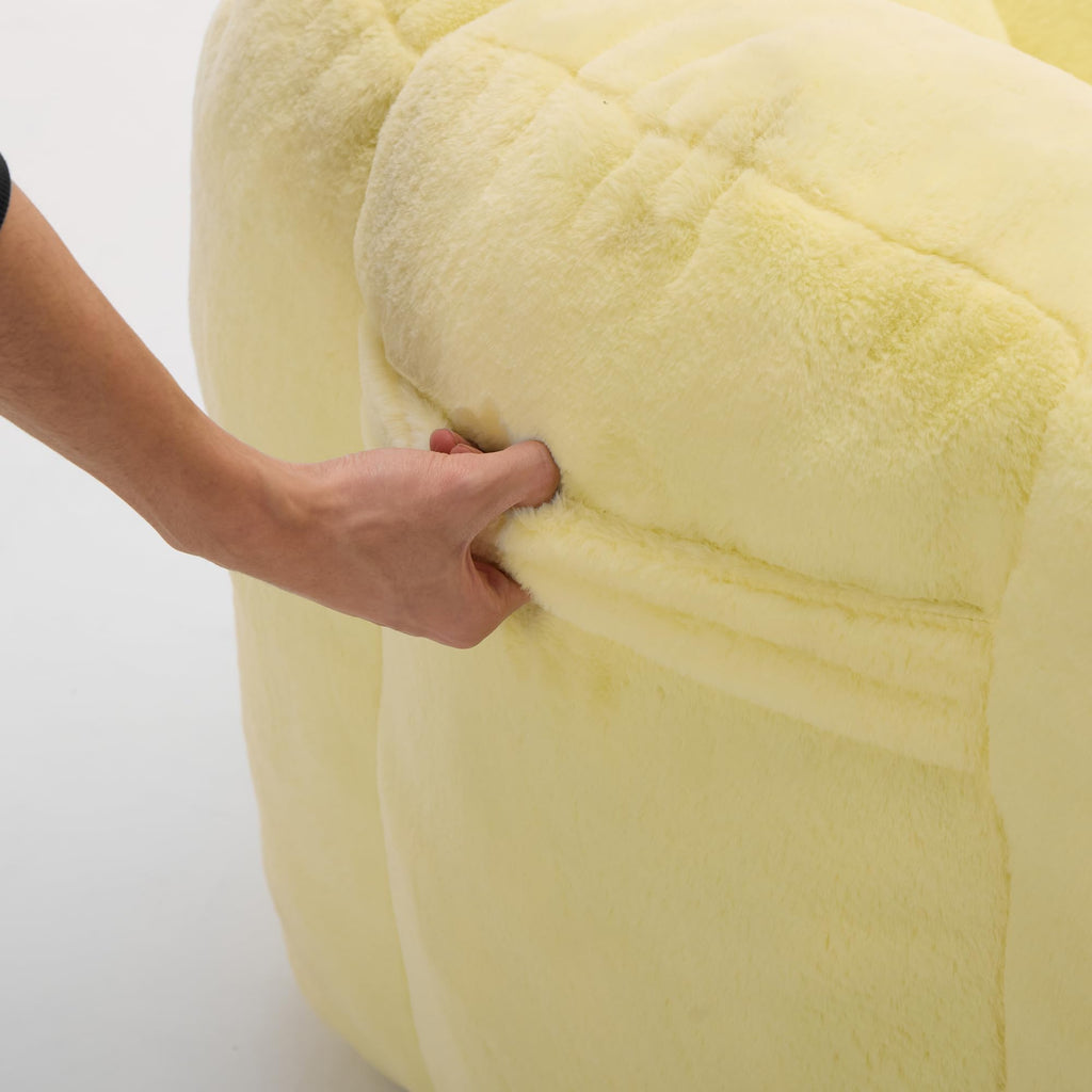 Large Yellow Faux Fur Bean Bag Chair J250381