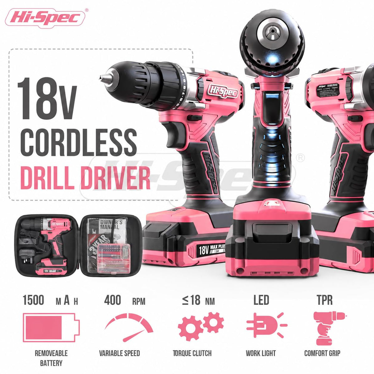 18V Cordless Drill Driver Set P837