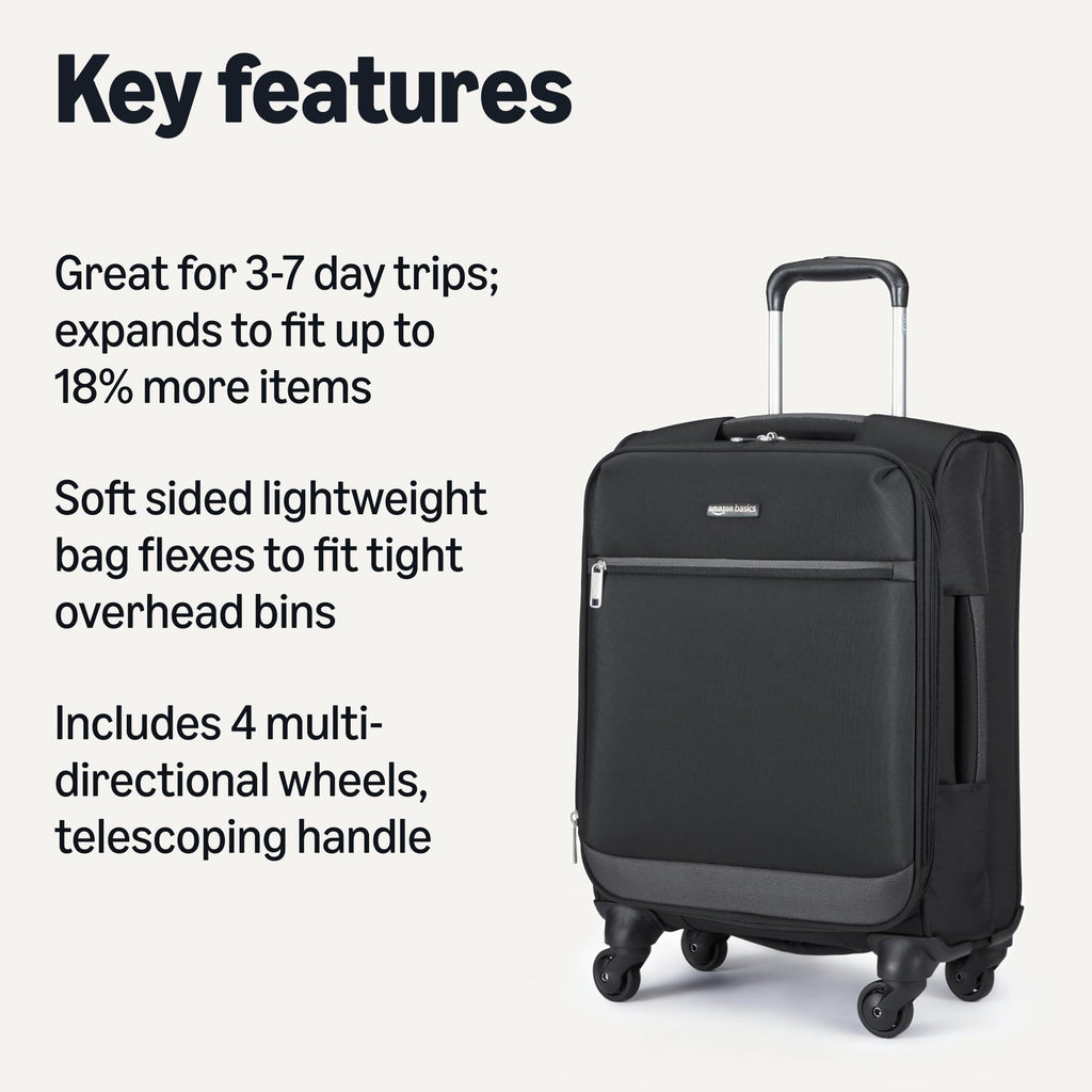 18" Medium Expandable Softside Suitcase with Spinner Wheels, Black T29199