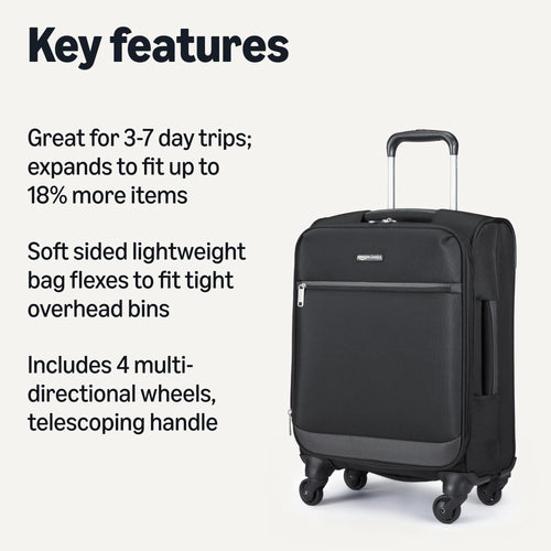 18" Medium Expandable Softside Suitcase with Spinner Wheels, Black T29199