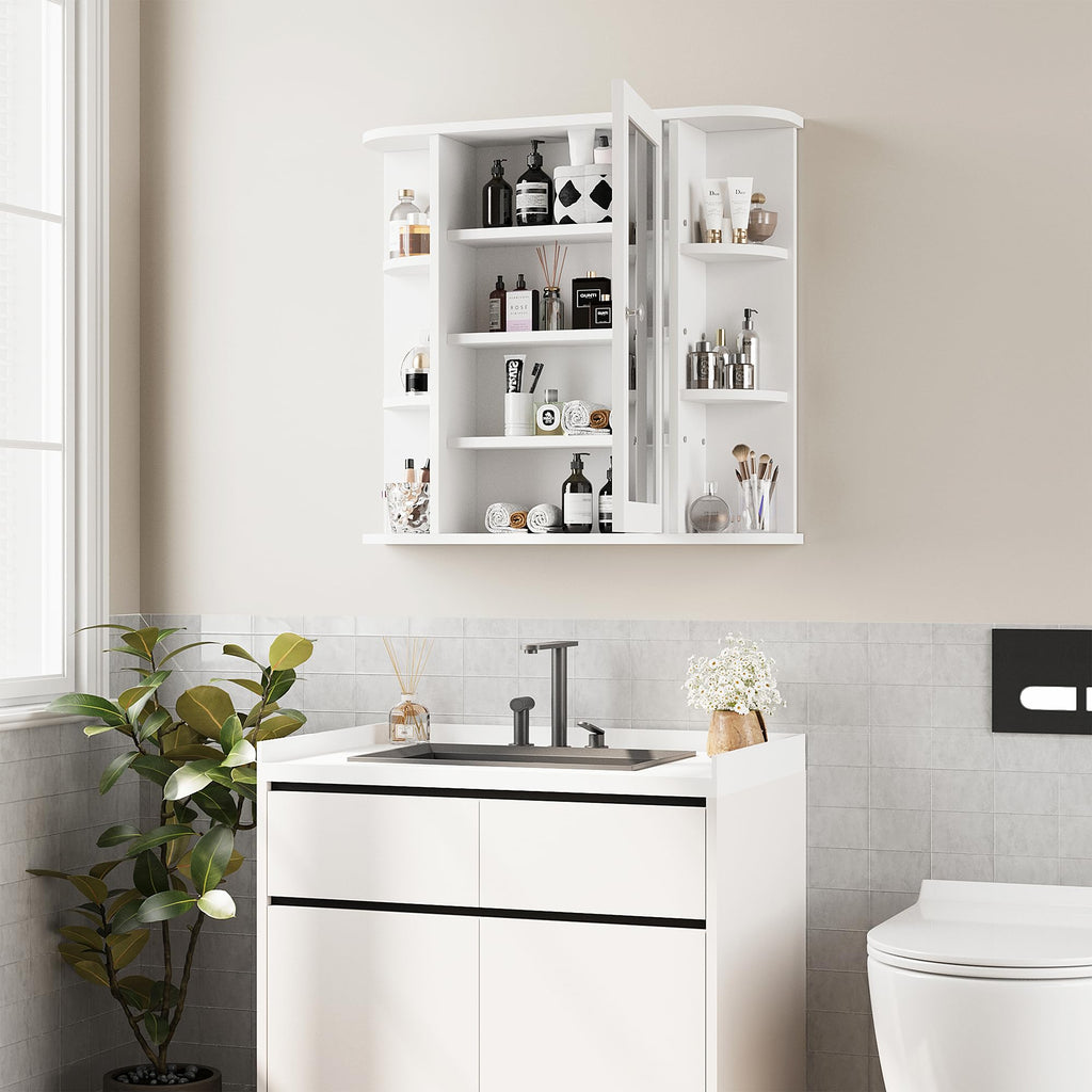 White Wall Mounted Medicine Cabinet with Mirror R402451