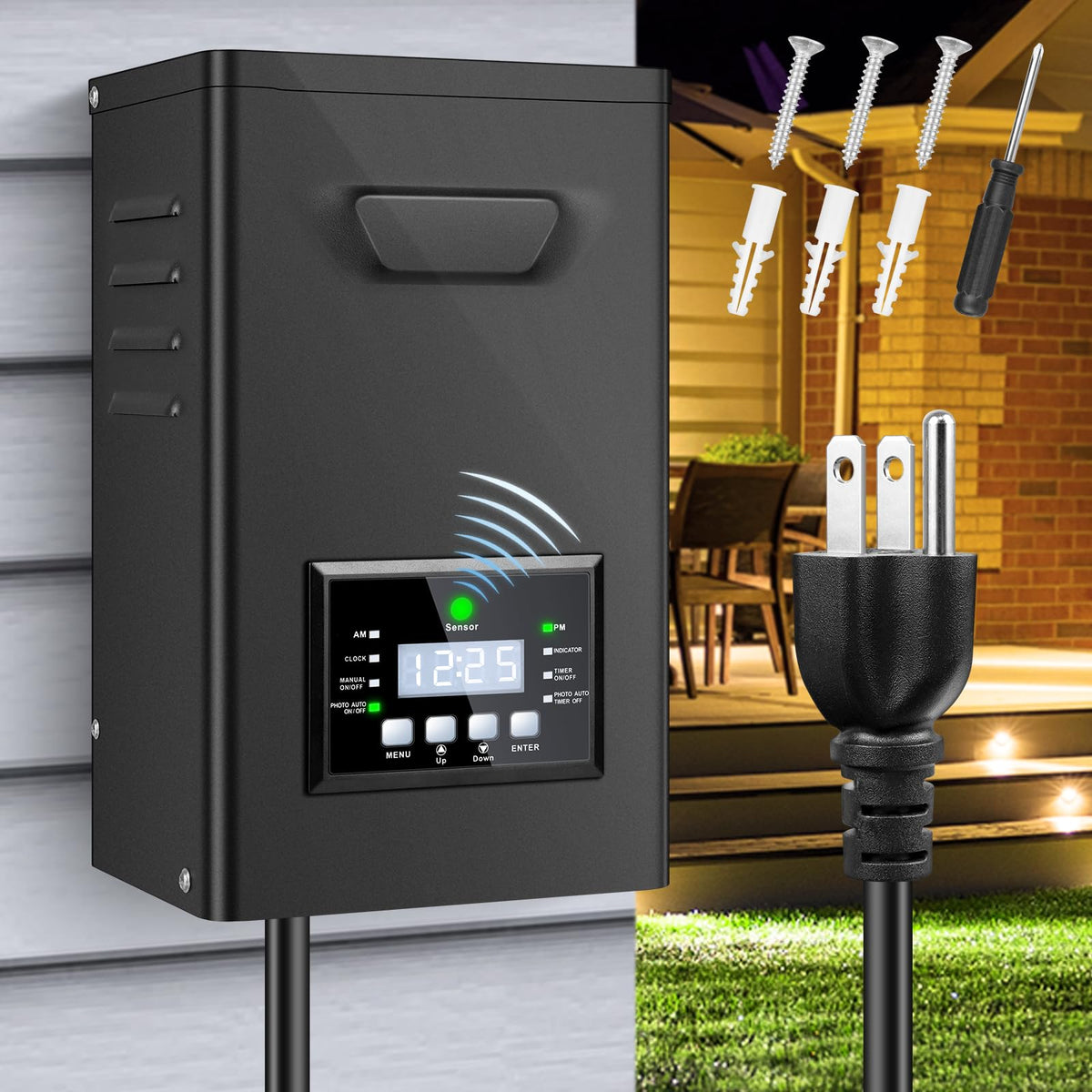200W Low Voltage Landscape Transformer with Timer and Photocell Sensor B5100