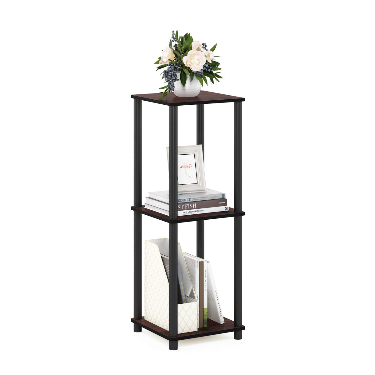 2-Tier Square Side Table Set of 2, Dark Cherry T415397
