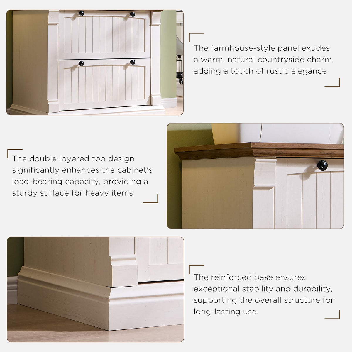 Antique White 2 Drawer File Cabinet E657