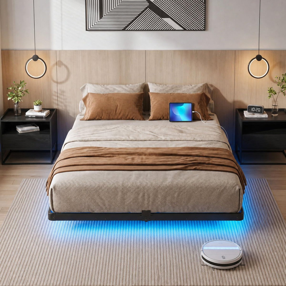Full Floating Bed Frame with LED Lights Q41312