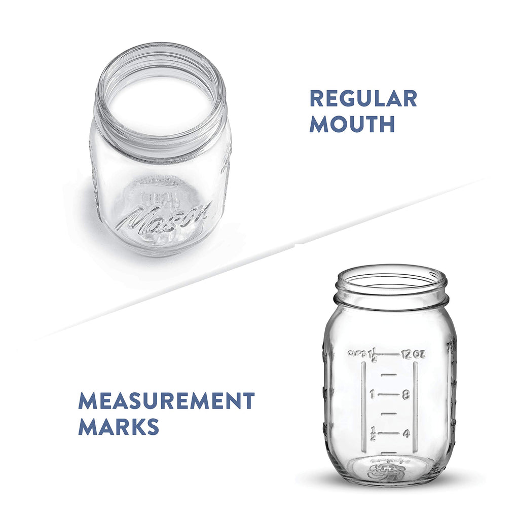 16 oz 12-Pack Regular Mouth Glass Jars with Lid & Seal Bands Y483459