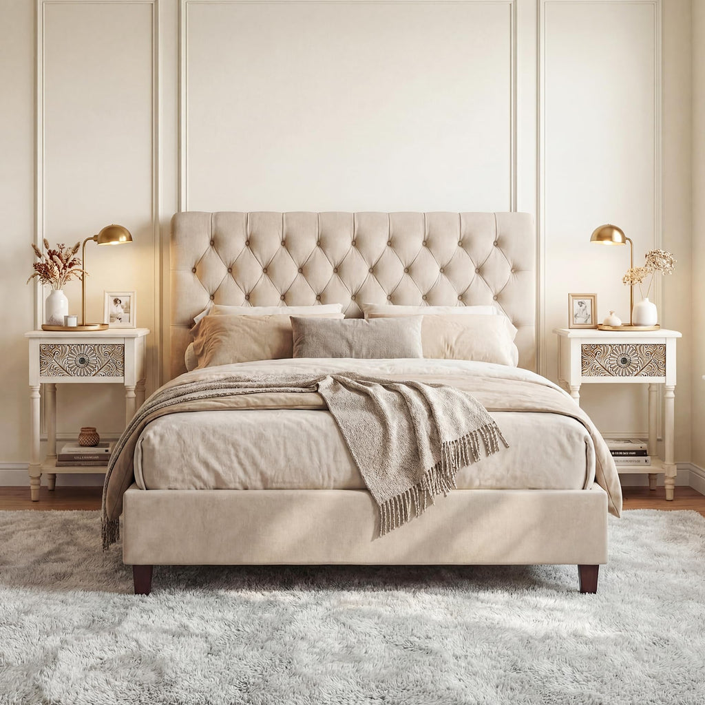 2 Pieces MDF 2-Tier Nightstand with Storage Drawer N770