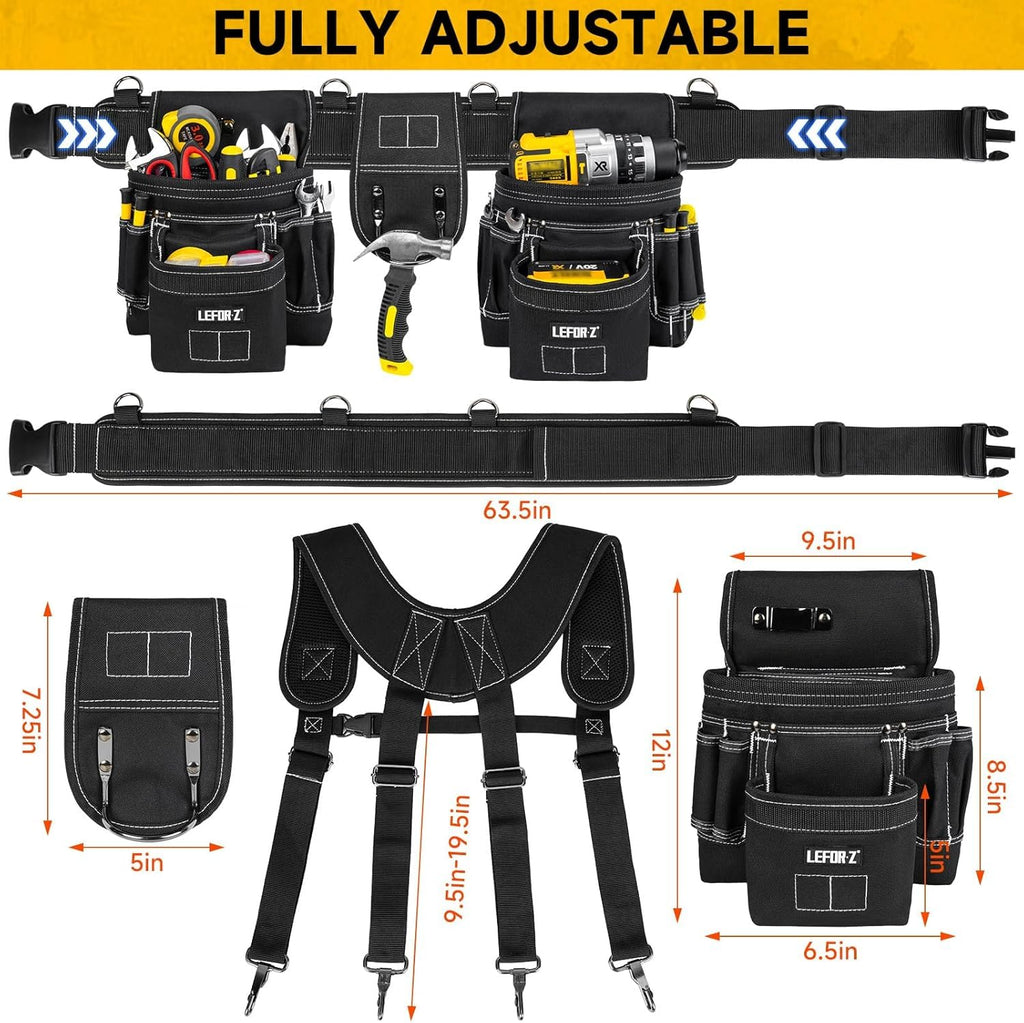 27-Pockets Heavy Duty Tool Belt with Suspenders M989295