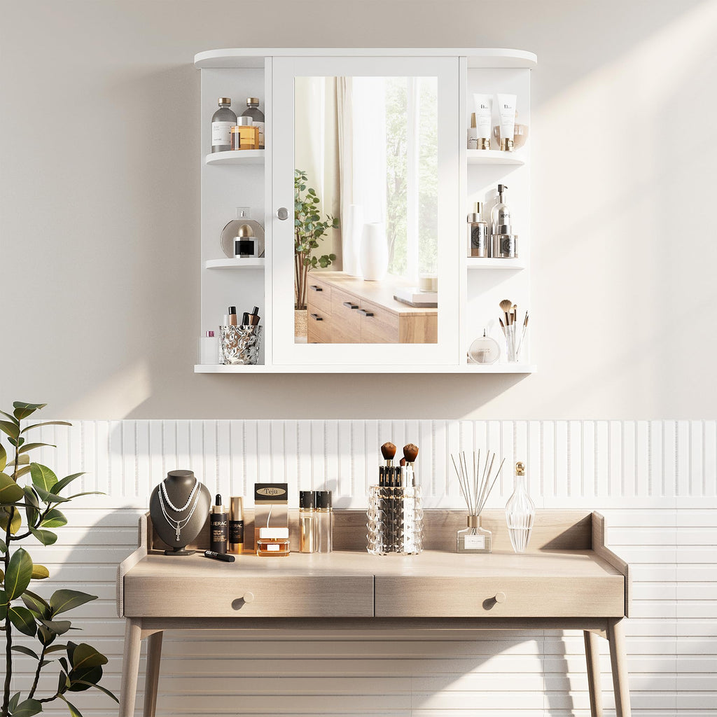 White Wall Mounted Medicine Cabinet with Mirror R402451