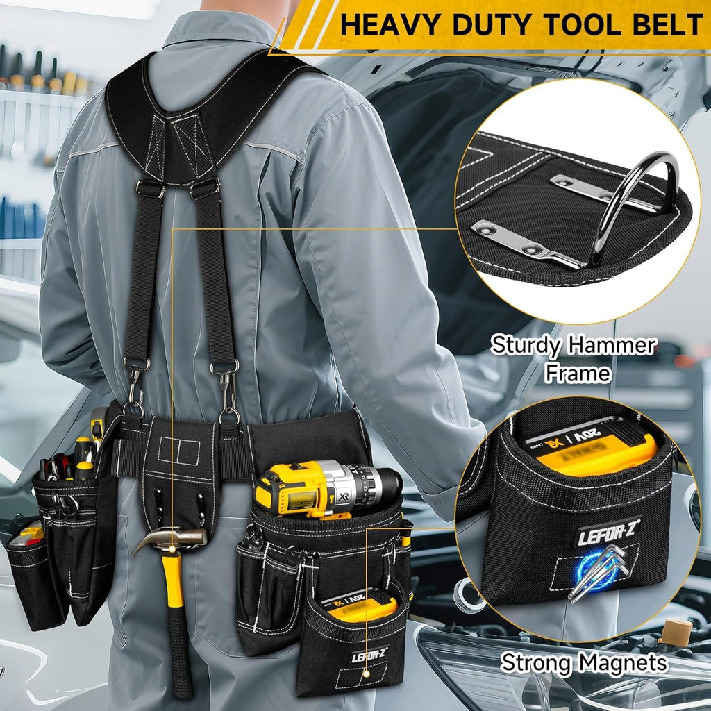 27-Pockets Heavy Duty Tool Belt with Suspenders M989295