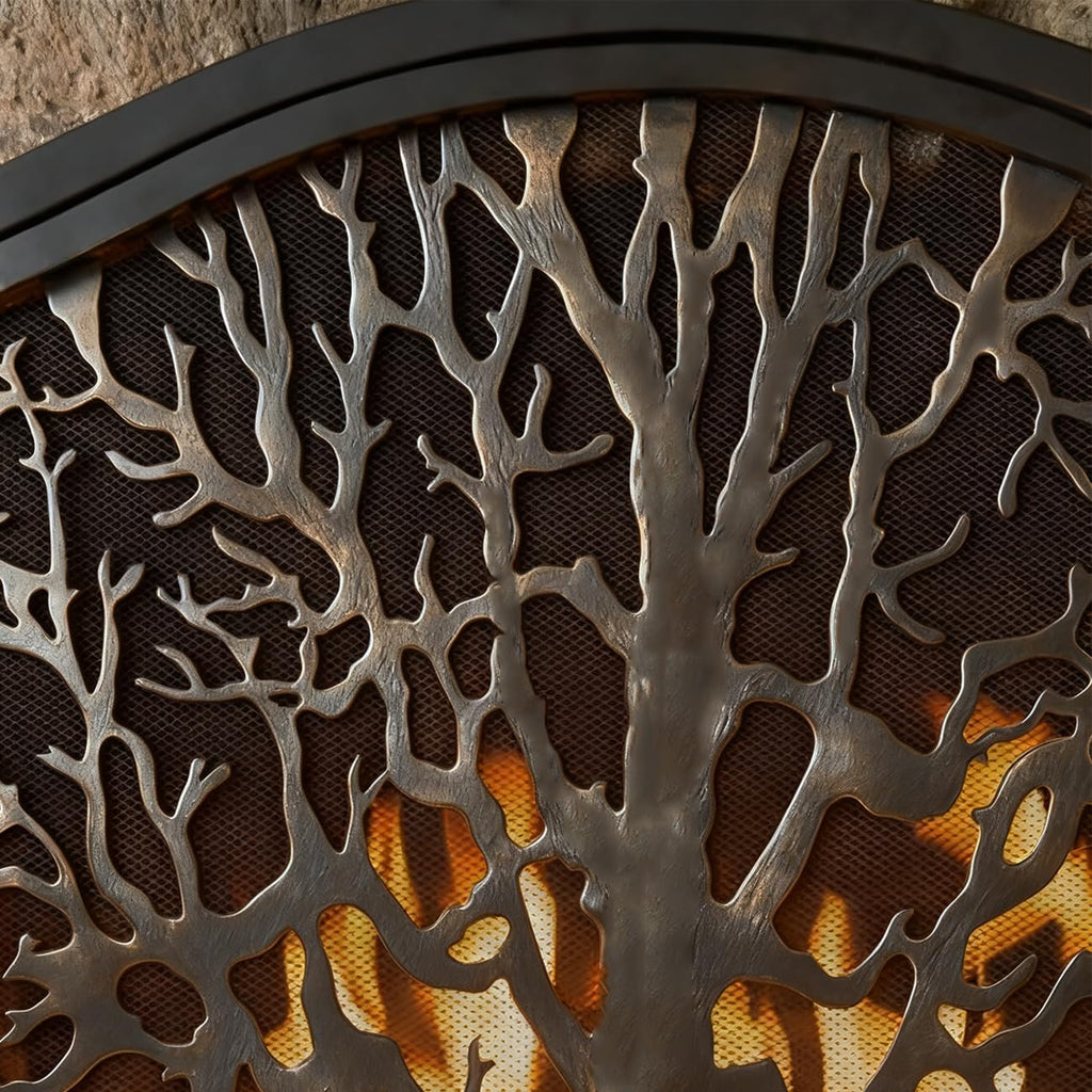 Wrought Iron Fireplace Screen with Locking Doors V5625