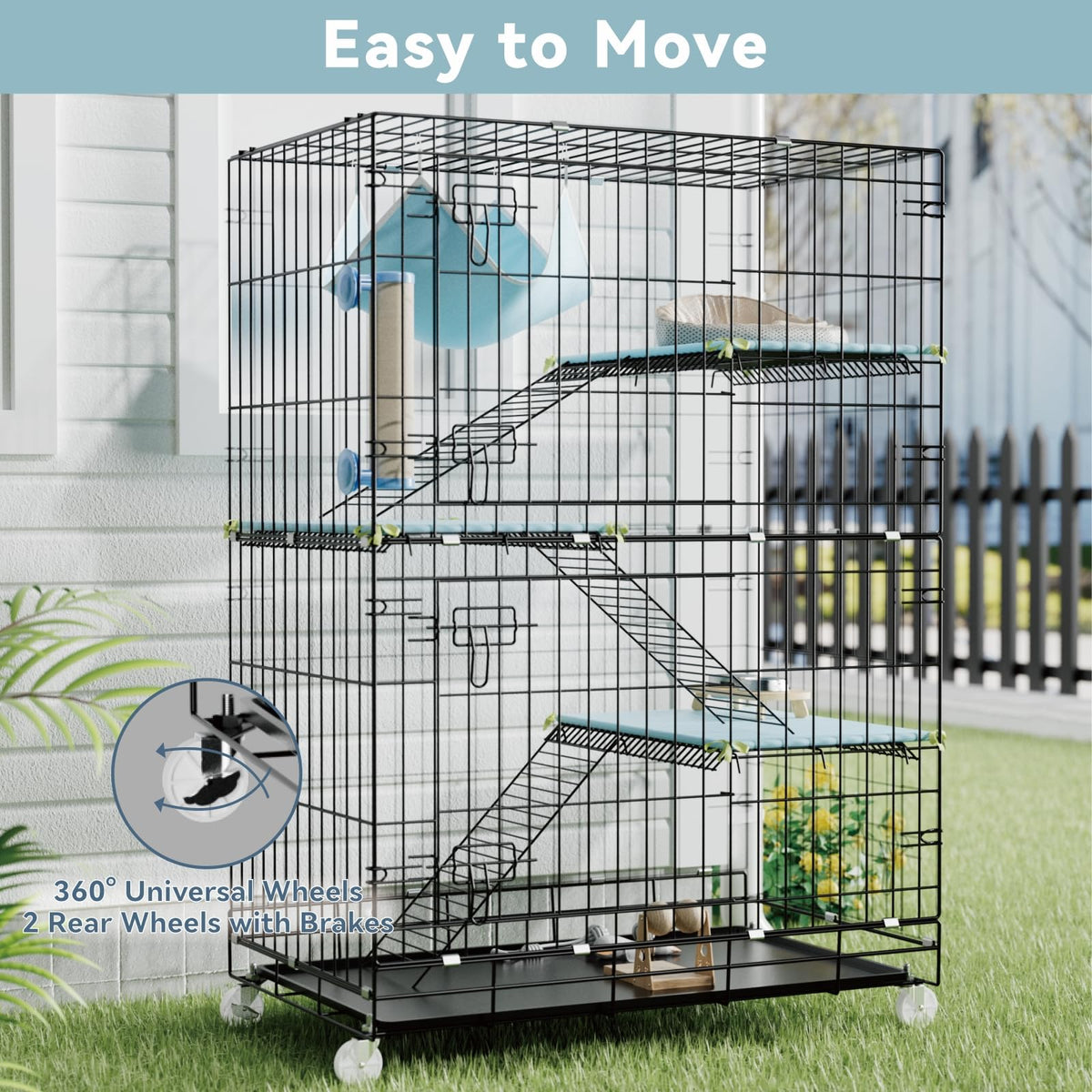 4-Tier Cat Cage with Cushions Hammock Scratching Post E563418