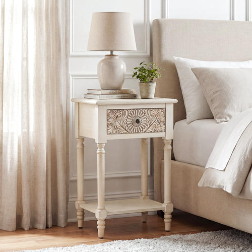 2 Pieces MDF 2-Tier Nightstand with Storage Drawer N770
