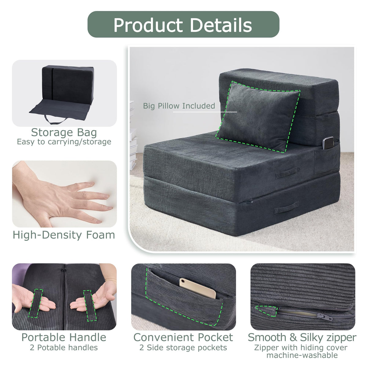 Folding Convertible Sofa Bed with Bag K9572